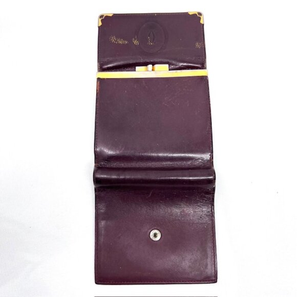 2 Vintage Wallets Cartier Leather Bordeaux red Bygendy: 1 Bi-fold- 1 Tri-fold(72 - Picture 9 of 12